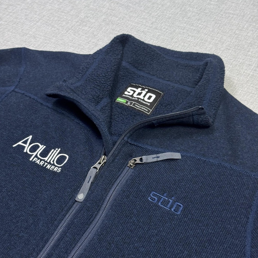Stio Wilcox Fleece Jacket Men XL Mountain Shadow Blue Full Zip Insulated Pockets